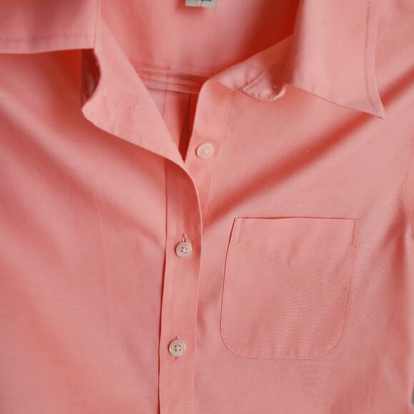 LL Bean Women Wrinkle Resist Salmon Pink Shirt XXS Preppy Career Coastal Crisp - Picture 4 of 7